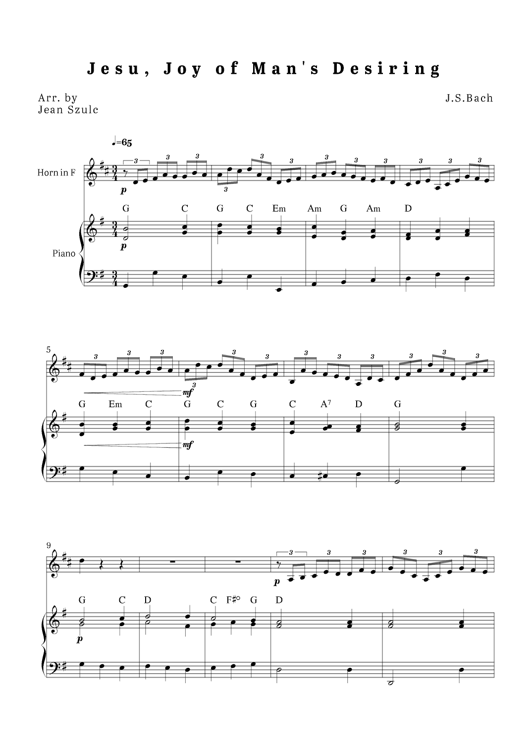 Jesu, Joy of Man's Desiring (arr. Jean Szulc)