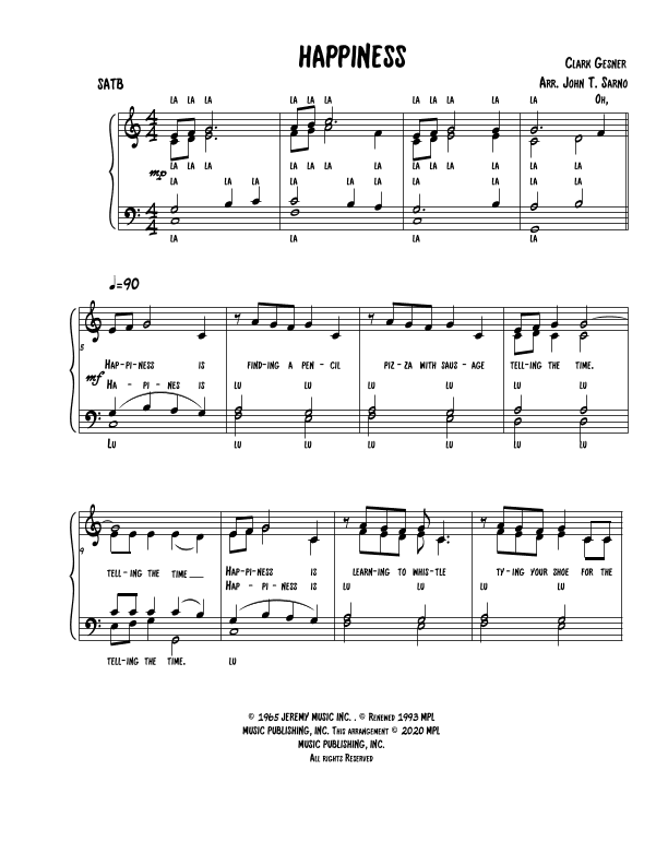 HAPPINESS (arr. John T Sarno)