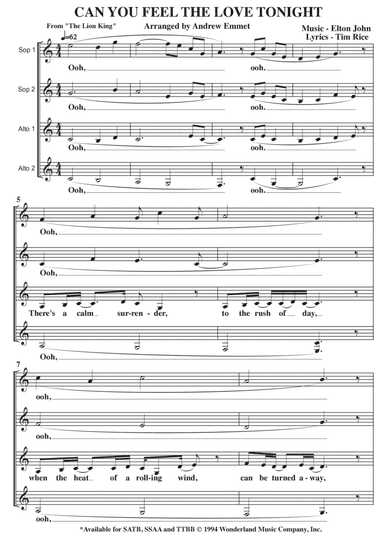 Can You Feel The Love Tonight (arr. Andrew Emmet)