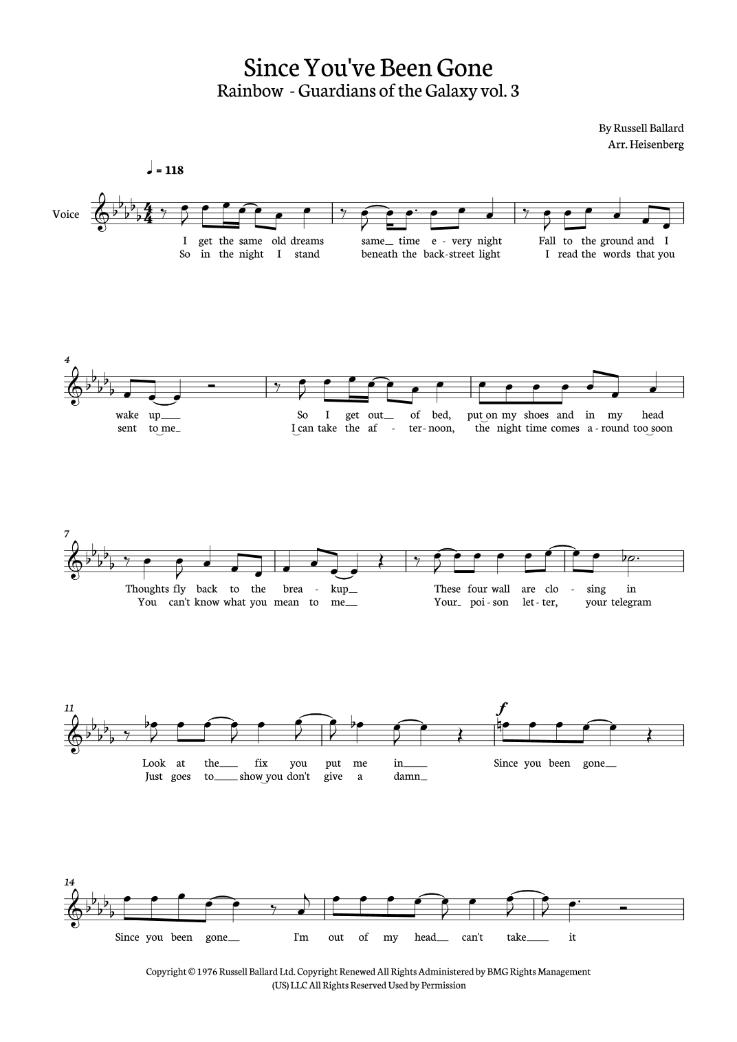 Since You've Been Gone (arr. Heisenberg)