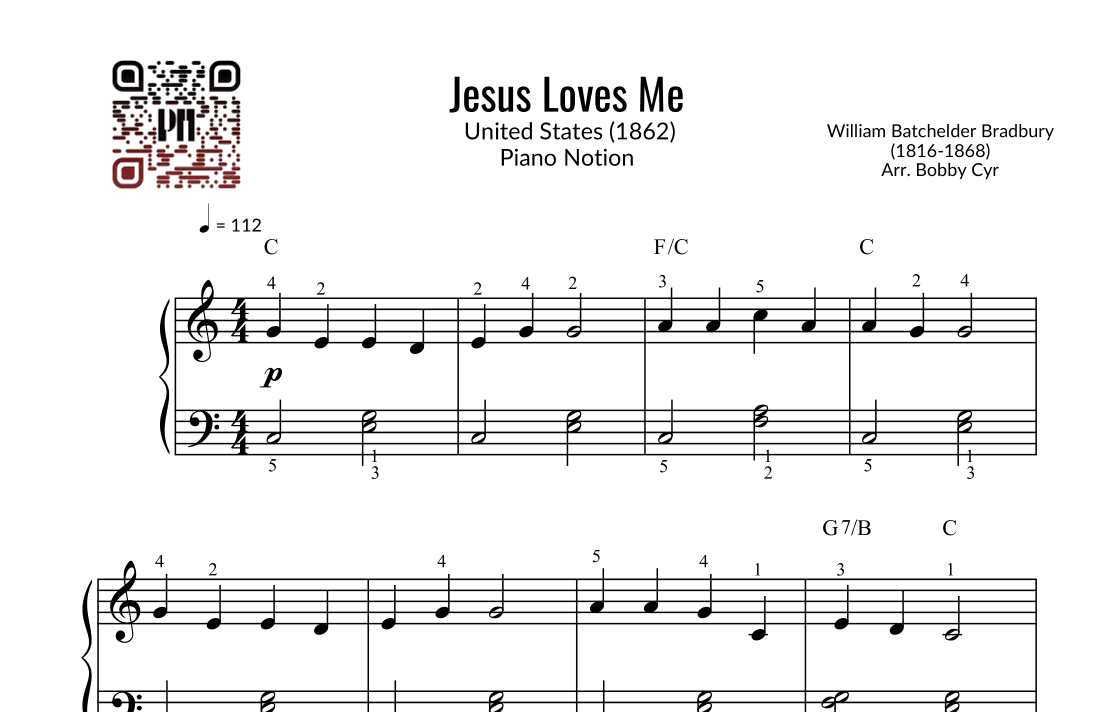 Jesus Loves Me (Easy Piano Solo) (arr. Bobby Cyr - Piano Notion)