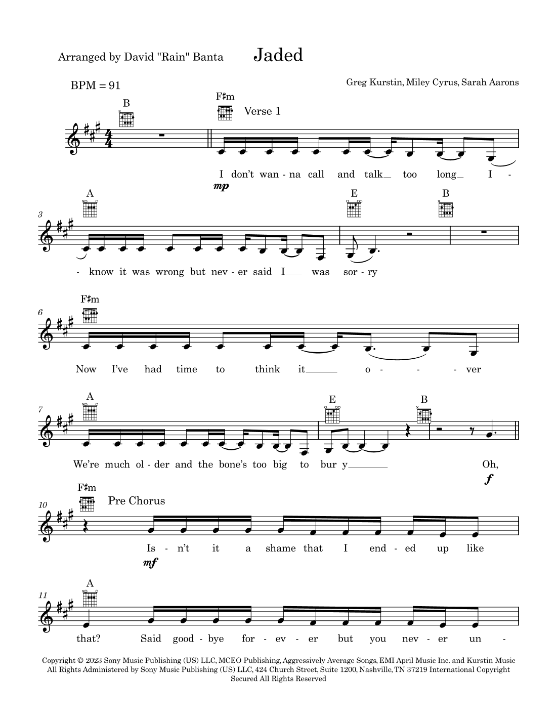 Jaded (arr. David "Rain" Banta)