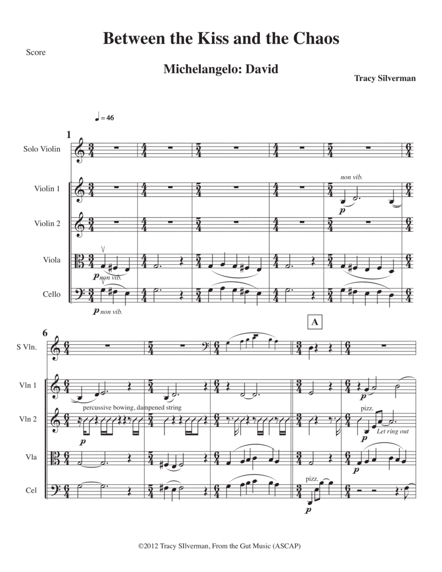 Michelangelo: David - String Quartet plus 6-String Violin