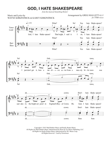 God, I Hate Shakespeare (arr. Greg Mallett)