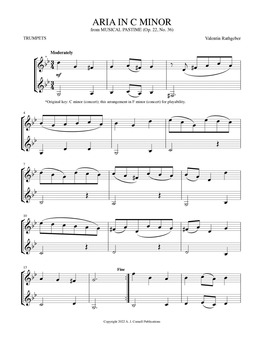 Aria in C Minor (from Musical Pastime) (arr. Mark Phillips)