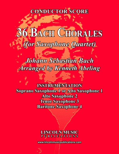 Bach Four-Part Chorales - 36 in Set (for Saxophone Quartet SATB or AATB) (arr. Kenneth Abeling)