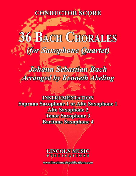 Bach Four-Part Chorales - 36 in Set (for Saxophone Quartet SATB or AATB) (arr. Kenneth Abeling)