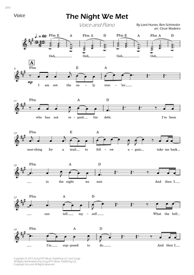 The Night We Met (arr. César Madeira)