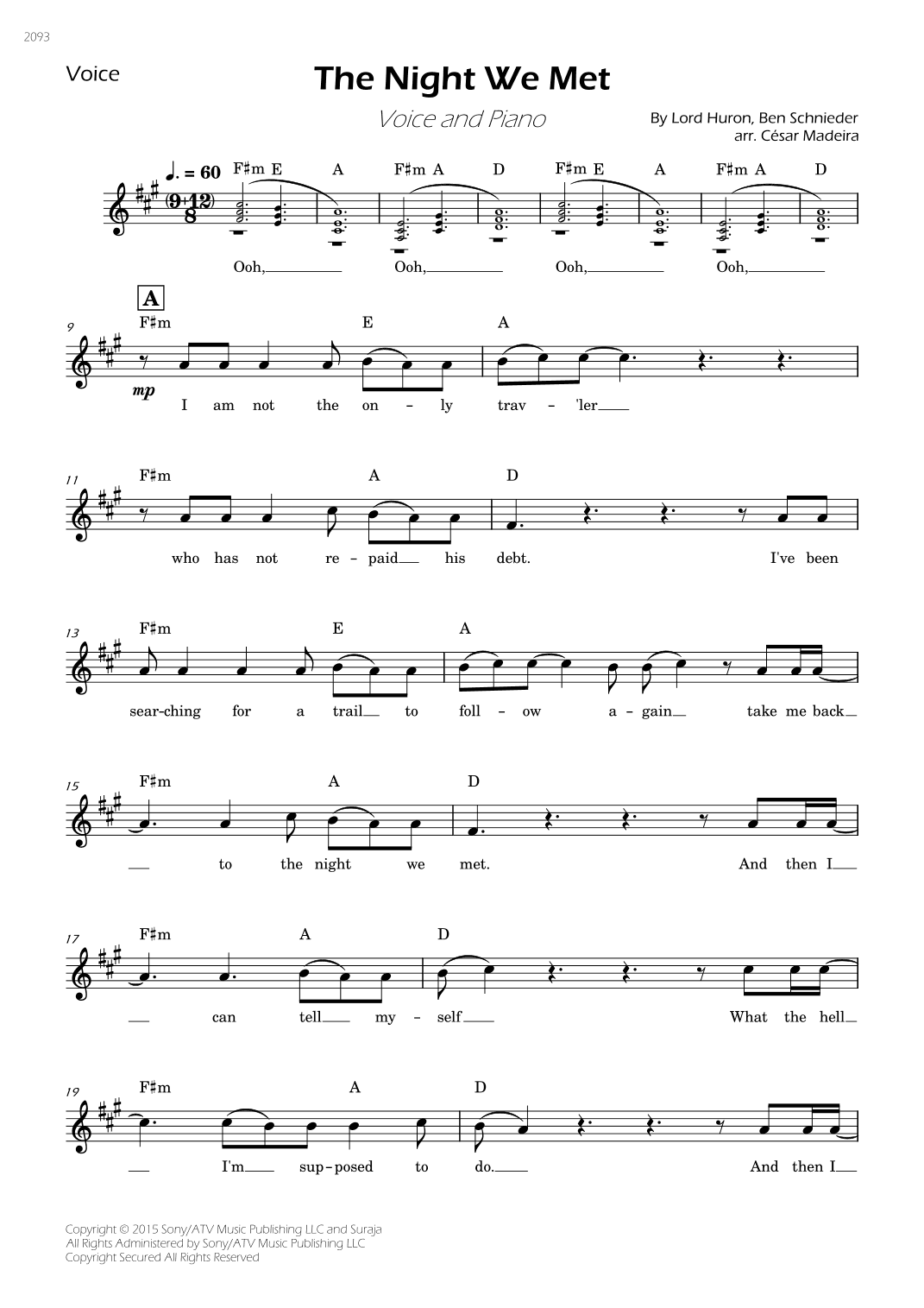 The Night We Met (arr. César Madeira)