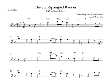 The Star Spangled Banner (USA National Anthem) for Bassoon Solo with Chords (Bb Major) (arr. Fabio Britto)