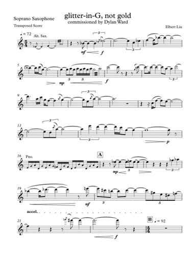 glitter-in-G, not gold for Alto Saxophone, Tenor Saxophone and Piano - Soprano Saxophone Part