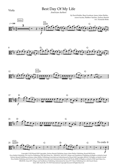 Best Day Of My Life (arr. Fernando Britto)