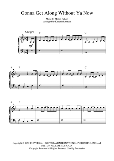 Gonna Get Along Without Ya Now (arr. Kaiserin Rebecca)