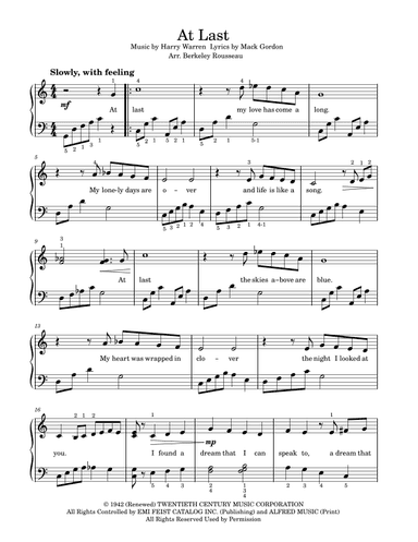 At Last (arr. Berkeley Rousseau)