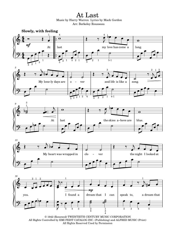 At Last (arr. Berkeley Rousseau)