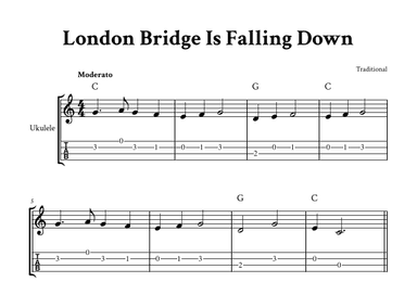 London Bridge Is Falling Down - For Ukulele (C Major - with TAB and Chords) (arr. Yuri Noronha)