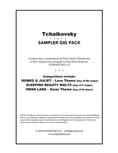 Tchaikovsky Sampler Gig Pack - Three selections (Romeo & Juliet, Sleeping Beauty Waltz & Swan Lake) (arr. Stephen Bulat)