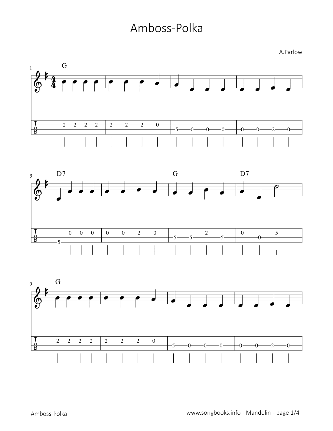 Amboss-Polka - A. Parlow (arr. songbooks.info)