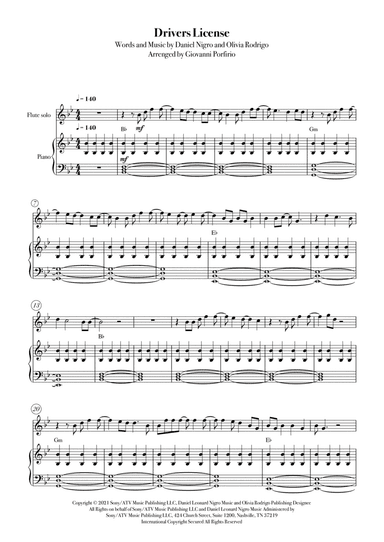 Drivers License (arr. Giovanni Porfirio)
