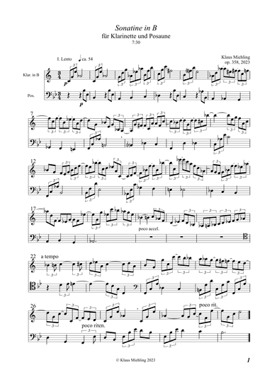 Sonatine in B für Klarinette und Posaune, op. 358 (2023)