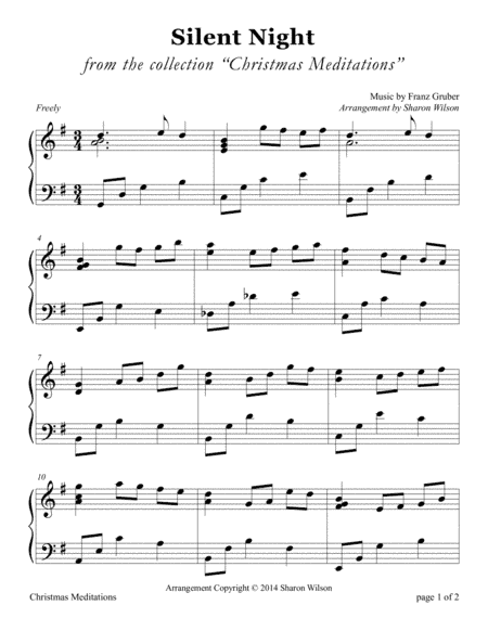 Silent Night, Holy Night (LARGE PRINT Piano Solo) (arr. Sharon Wilson)