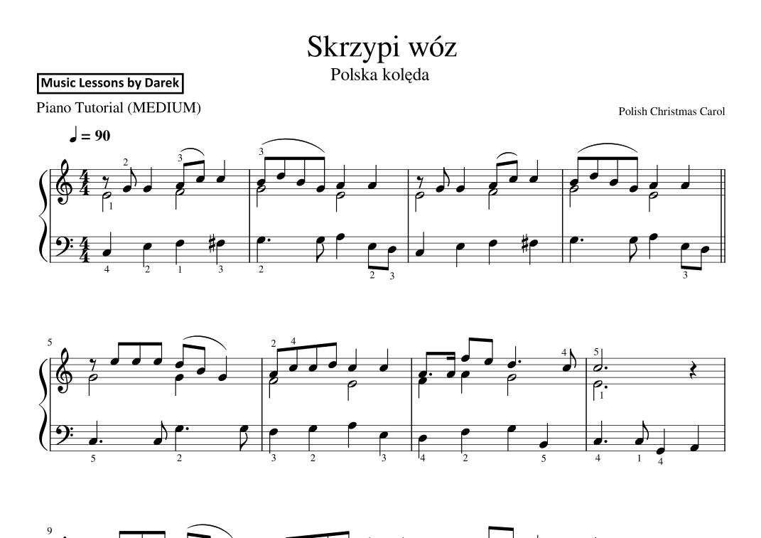 Skrzypi wóz (Polish Christmas Carol) [MEDIUM PIANO] (arr. Darek)
