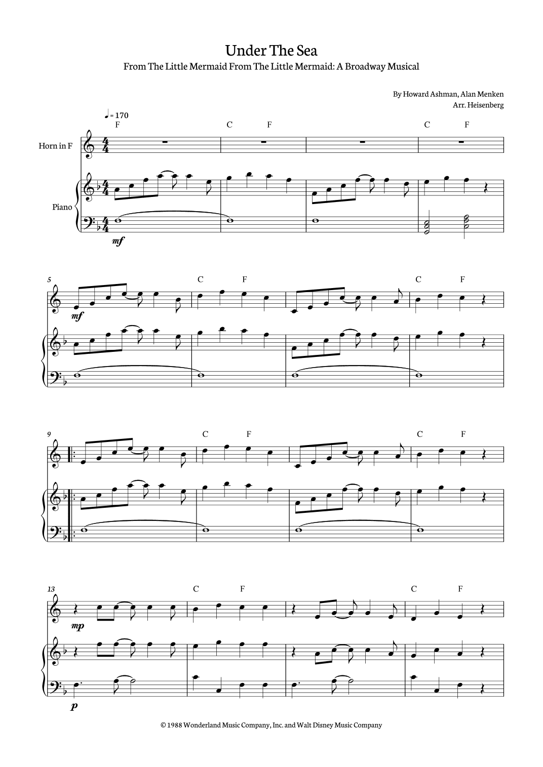 Under The Sea (arr. Heisenberg)