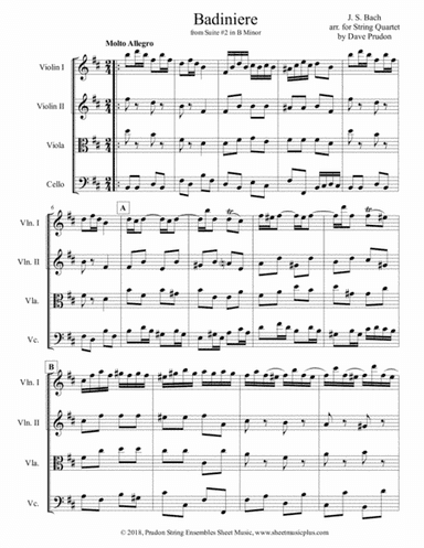 Bach Badiniere for String Quartet (arr. Dave Prudon)