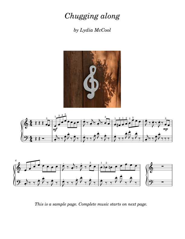Lydia McCool: Chugging Along, for piano solo