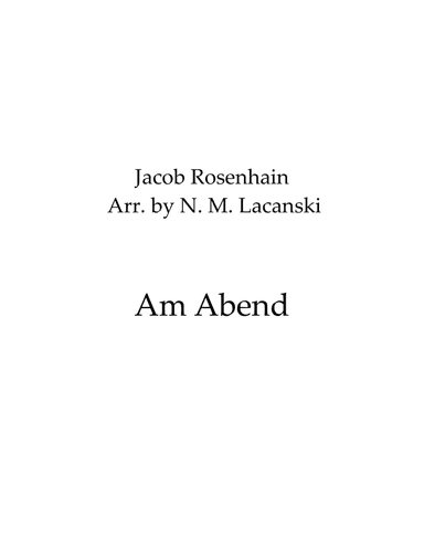 Am Abend (arr. Nick Lacanski)