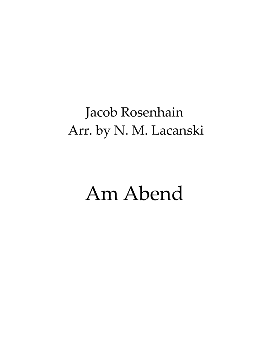Am Abend (arr. Nick Lacanski)