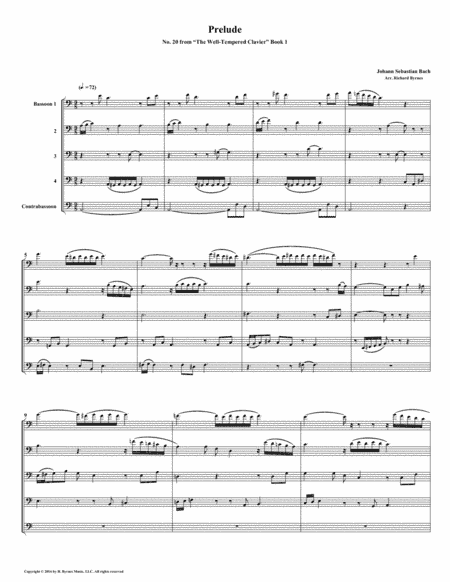 Prelude 20 from Well-Tempered Clavier, Book 1 (Bassoon Quintet) (arr. Richard Byrnes)