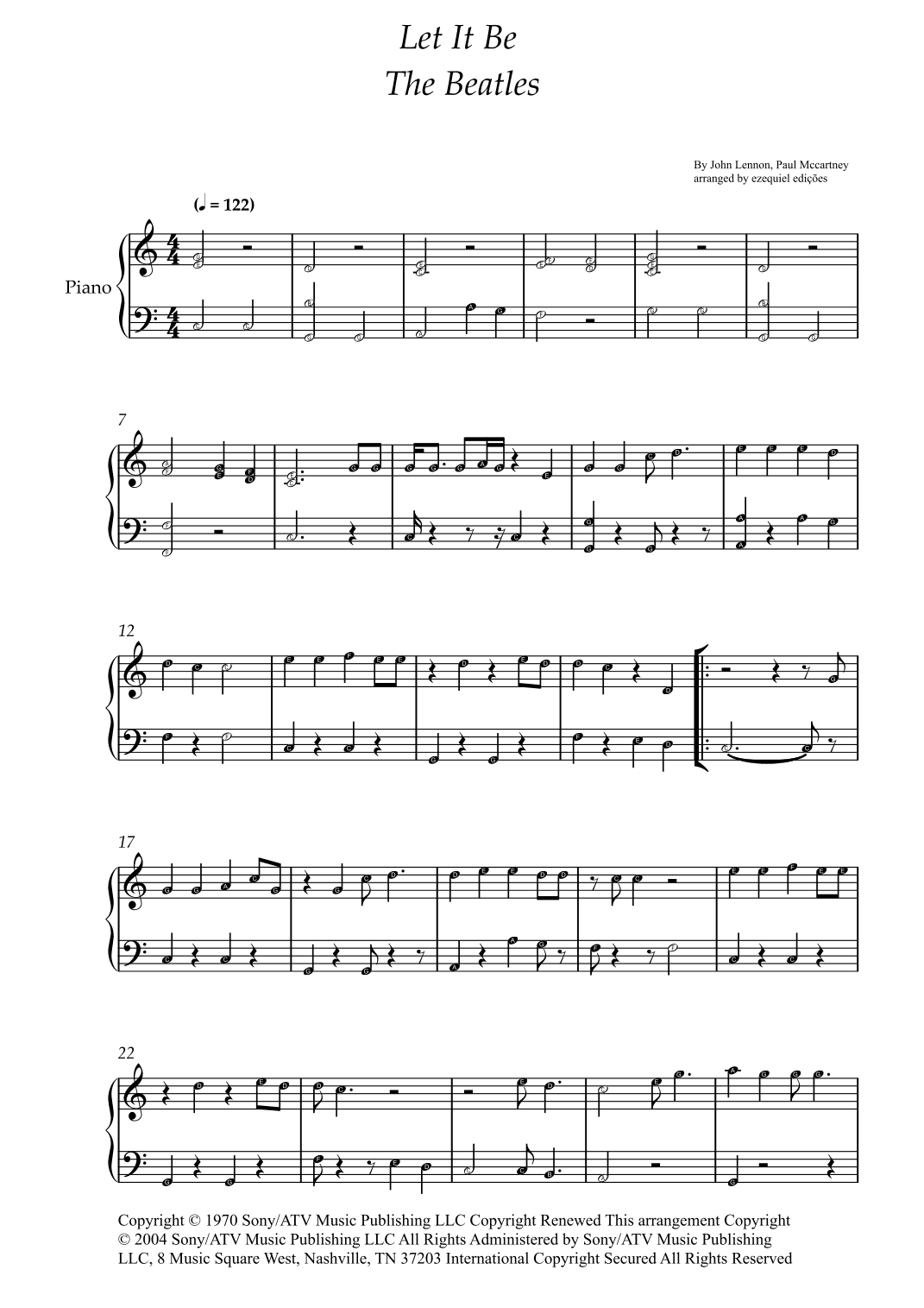Let It Be (arr. BY EZEQUIEL EDIÇÕES)