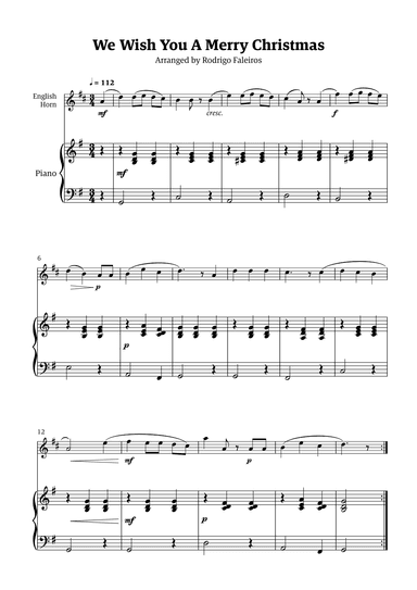 We Wish You a Merry Christmas (for solo english horn with piano accompaniment) (arr. Rodrigo Faleiros)