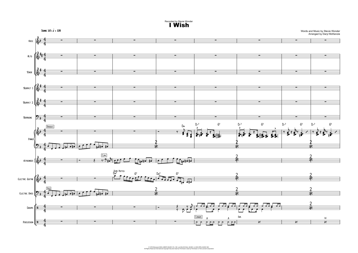 I Wish (arr. Daryl McKenzie)
