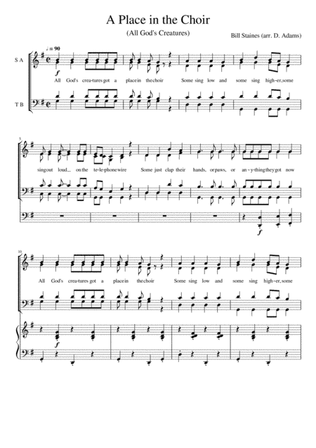 All God's Critters (arr. D. Adams)