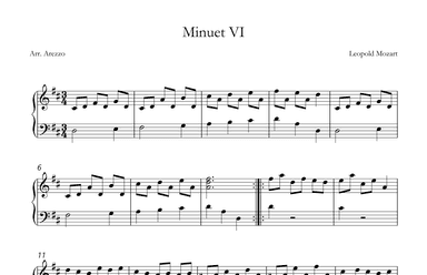 leopold mozart minuet vi notebook for wolfgang sheet music (arr. Arezzo Music)