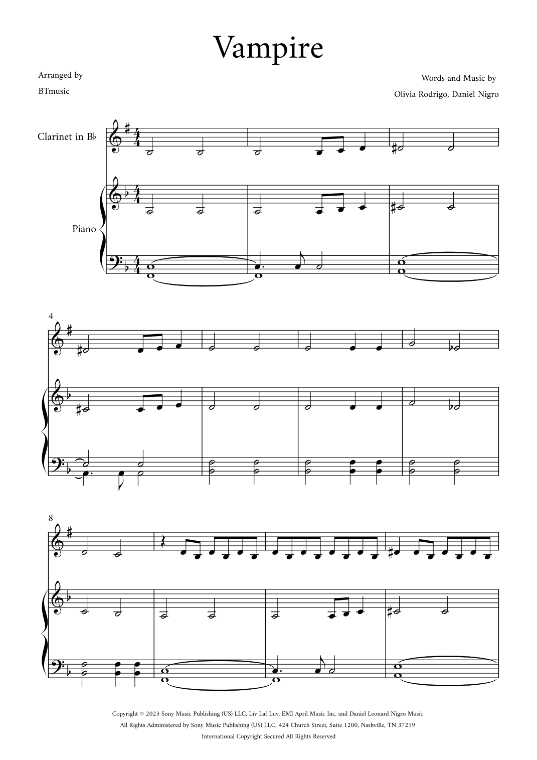 Vampire (arr. BTmusic)