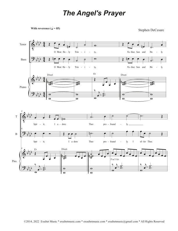 The Angel's Prayer (Duet for Tenor and Bass solo)