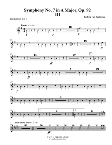 Beethoven Symphony No. 7, Movement III - Trumpet in Bb 1 (Transposed Part), Op. 92 (arr. Doug Clyde)