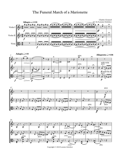 Funeral March of a Marionette - 2 violin and viola trio (arr. Lorento Golofeev)