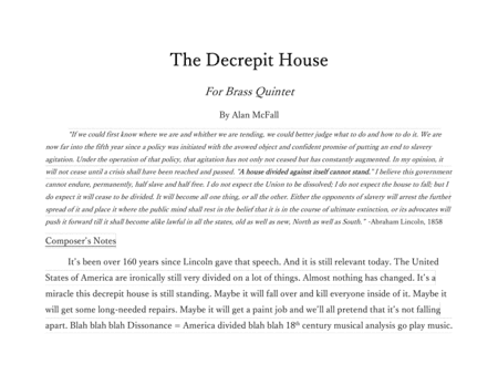 The Decrepit House (arr. Alan Toshio McFall)