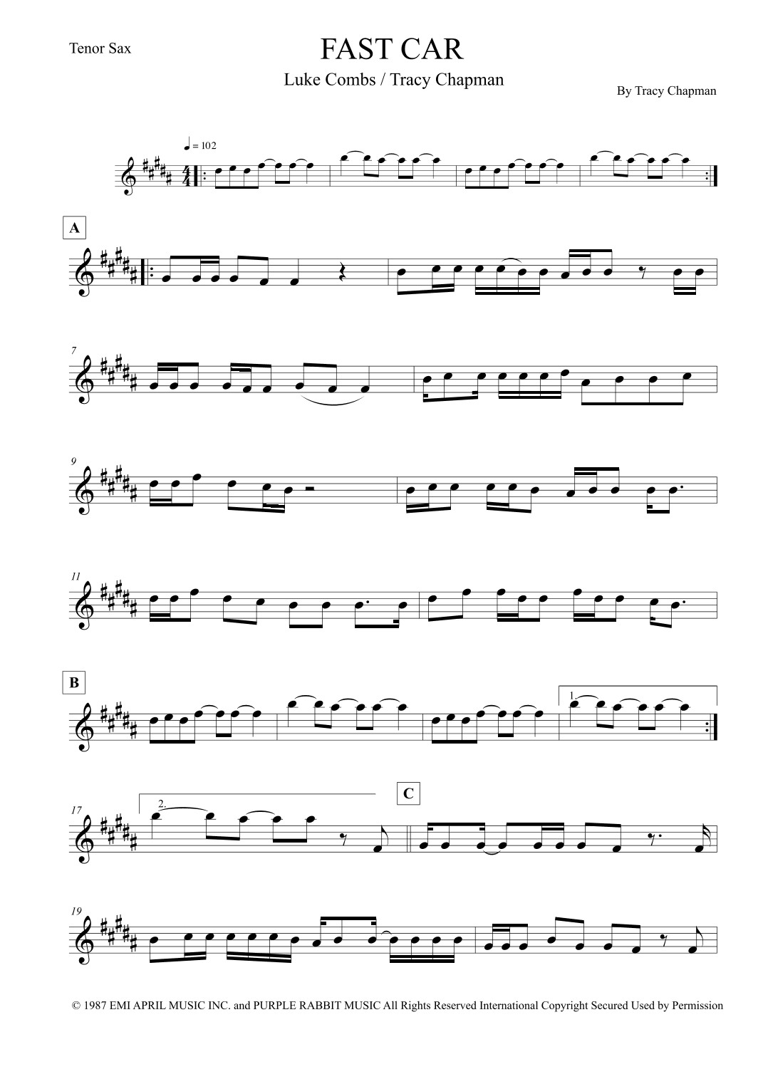 Fast Car (arr. Leo Silva)