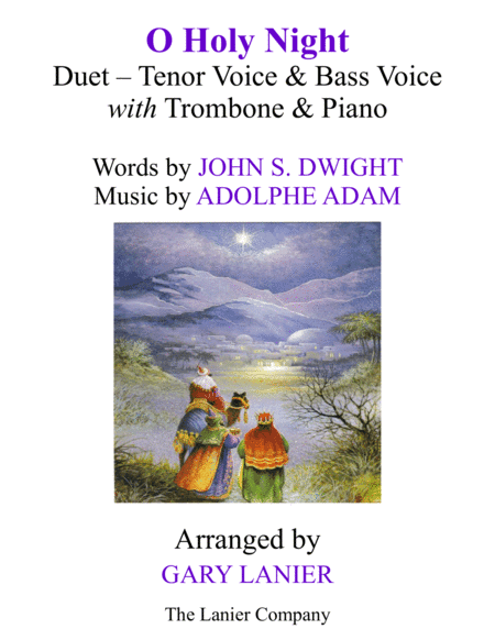 O HOLY NIGHT (Duet - Tenor Voice, Bass Voice with Trombone & Piano - Score & Parts included) (arr. Gary Lanier)