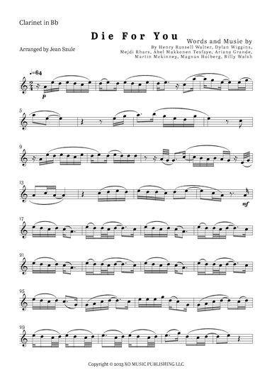 Die For You Remix (arr. Jean Szulc)