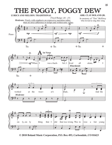 THE FOGGY, FOGGY DEW (arr. Clay Boland Jr.)