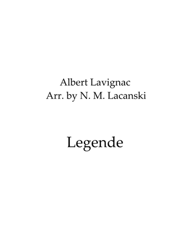 Legende (arr. Nick M Lacanski)
