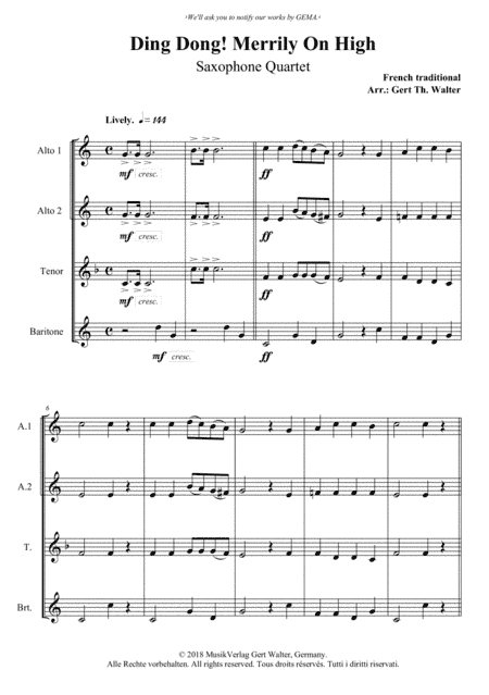 Ding Dong! Merrily On High (arr. Gert Th. Walter)