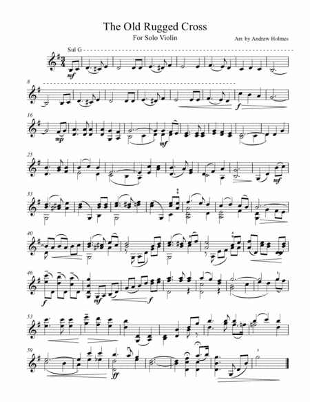 The Old Rugged Cross, for Solo Violin (arr. Andrew Holmes)