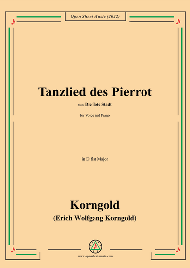 Korngold-Tanzlied des Pierrot,from Die Tote Stadt (arr. OSM Press)